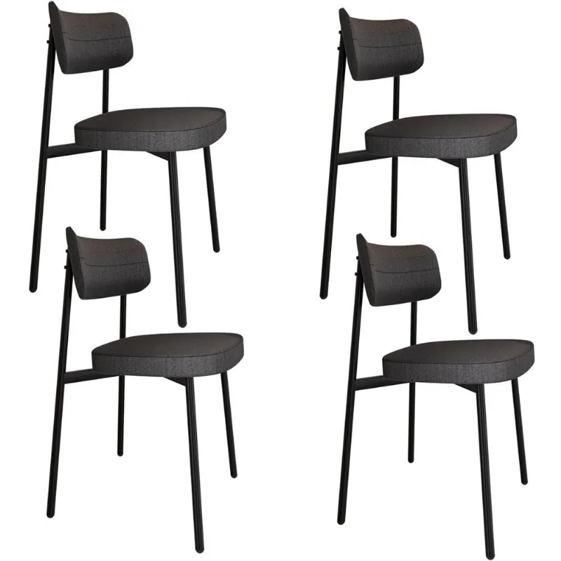 Kit 04 Cadeiras Estofada Para Sala de Jantar Astrid Preto C01 Linho Preto - Lyam Decor - Lyam Decor