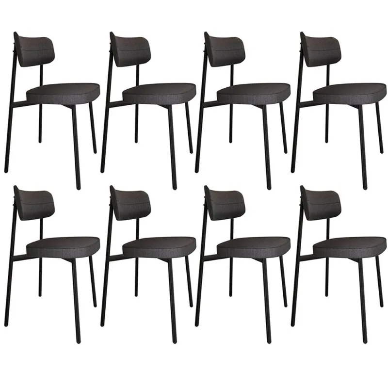 Kit 08 Cadeiras Estofada Para Sala de Jantar Astrid Preto C01 Linho Preto - Lyam Decor - Lyam Decor