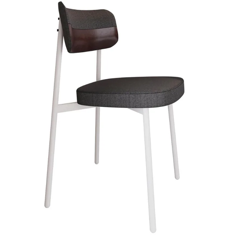 Cadeira Estofada Para Sala de Jantar Astrid Branco C01 Linho Preto Courino Café - Lyam Decor - Lyam Decor