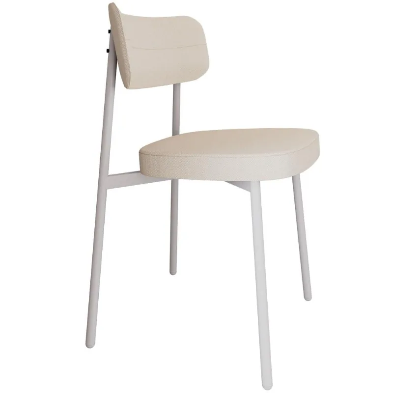 Cadeira Estofada Para Sala de Jantar Astrid Branco C01 Linho Palha - Lyam Decor - Lyam Decor