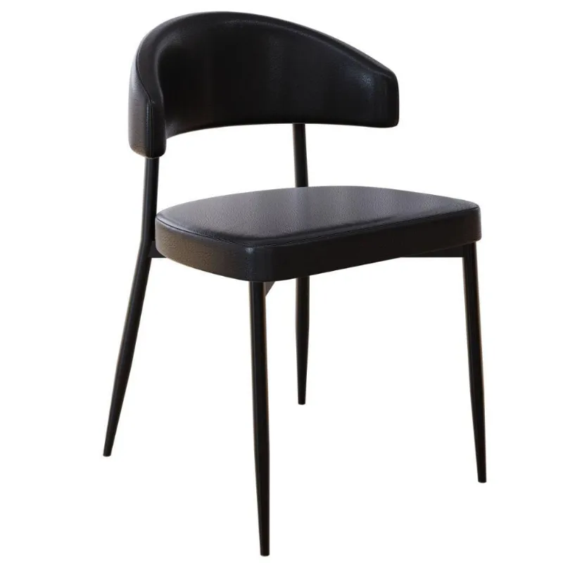 Cadeira Estofada Para Sala de Jantar Serena Preto C01 Courino Preto - Lyam Decor - Lyam Decor
