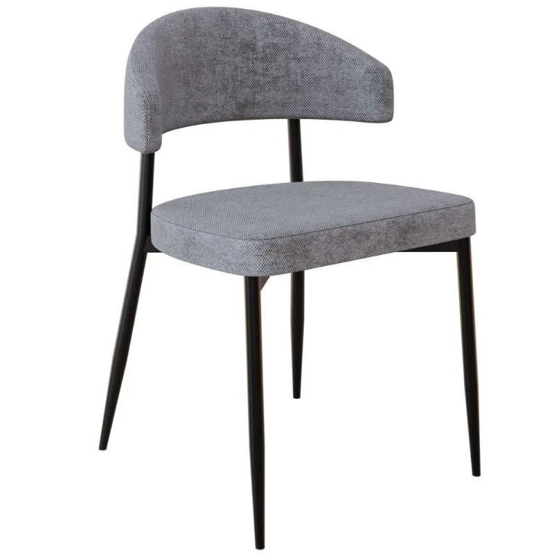 Cadeira Estofada Para Sala de Jantar Serena Preto C01 Linho Lautrec Cinza - Lyam Decor - Lyam Decor