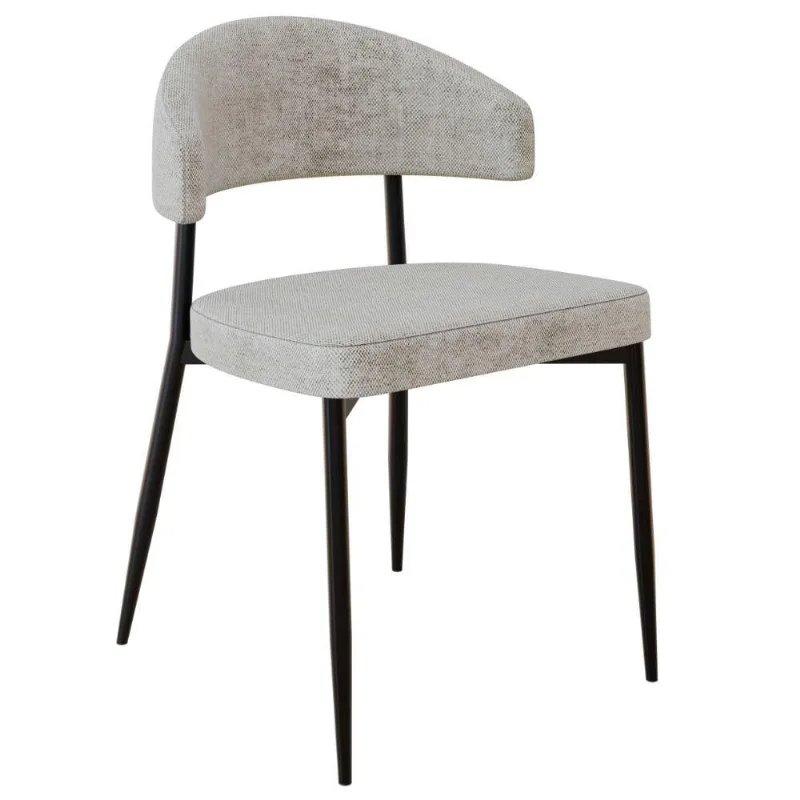 Cadeira Estofada Para Sala de Jantar Serena Preto C01 Linho Lautrec Off White - Lyam Decor - Lyam Decor