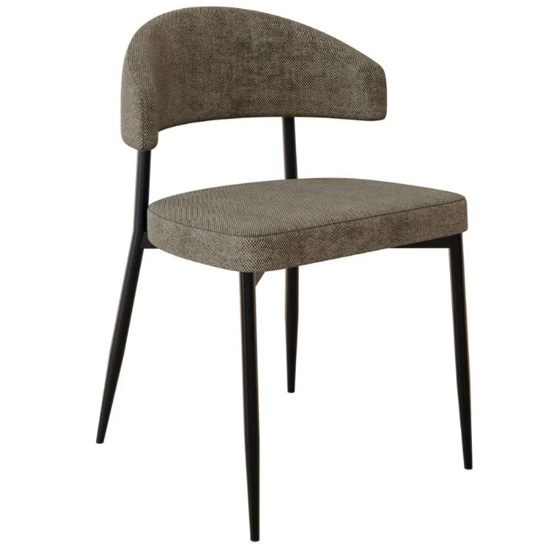 Cadeira Estofada Para Sala de Jantar Serena Preto C01 Linho Lautrec Marrom - Lyam Decor - Lyam Decor