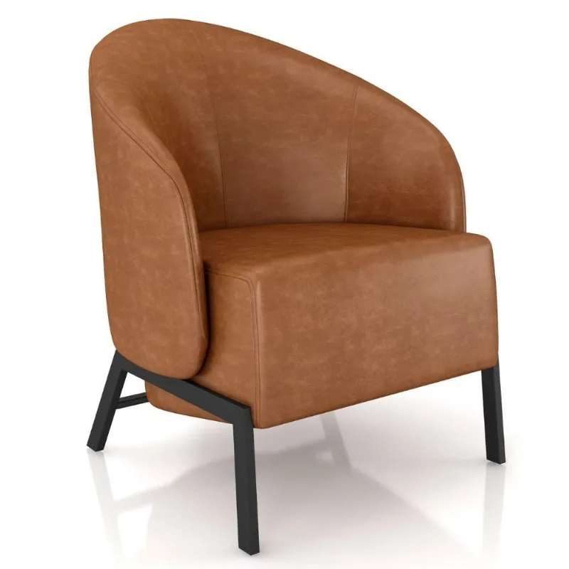 Poltrona Decorativa Para Sala Living Pés Industrial Sierra K01 Couríssimo Whisky - Lyam Decor - Lyam Decor