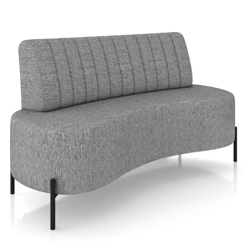 Sofá Chaise 2 Lugares Sala Living 135cm Pés Industrial Cayman K01 Linho Cinza - Lyam Decor - Lyam Decor
