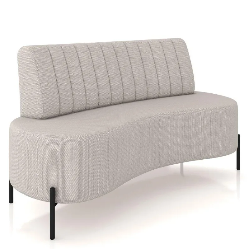 Sofá Chaise 2 Lugares Sala Living 135cm Pés Industrial Cayman K01 Linho Cru - Lyam Decor - Lyam Decor