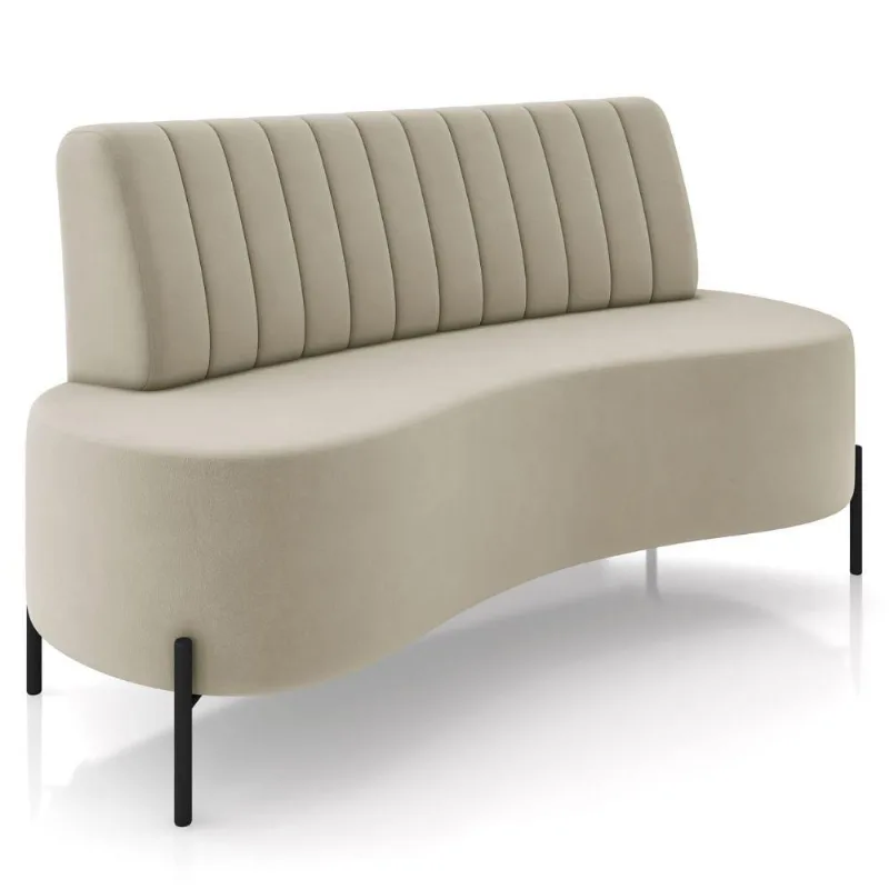 Sofá Chaise 2 Lugares Sala Living 135cm Pés Industrial Cayman K01 Veludo Bege - Lyam Decor - Lyam Decor