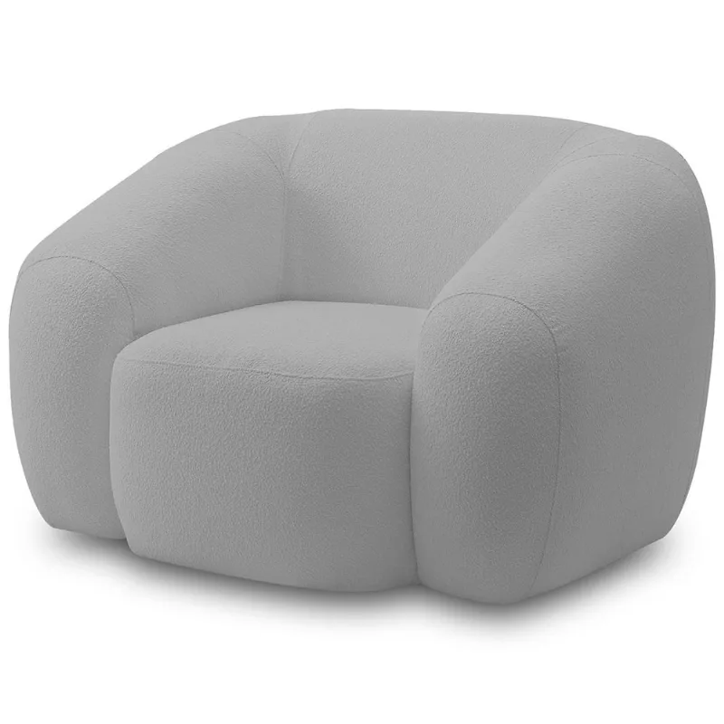 Poltrona Decorativa Orgânica Para Sala Living Emery M05 Bouclê Cinza - Lyam Decor - Lyam Decor