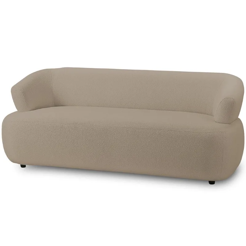 Sofá 3 Lugares Orgânico Para Sala Living 198cm Florea M05 Bouclê Bege - Lyam Decor - Lyam Decor