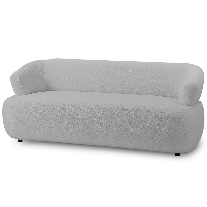 Sofá 3 Lugares Orgânico Para Sala Living 198cm Florea M05 Bouclê Cinza - Lyam Decor - Lyam Decor