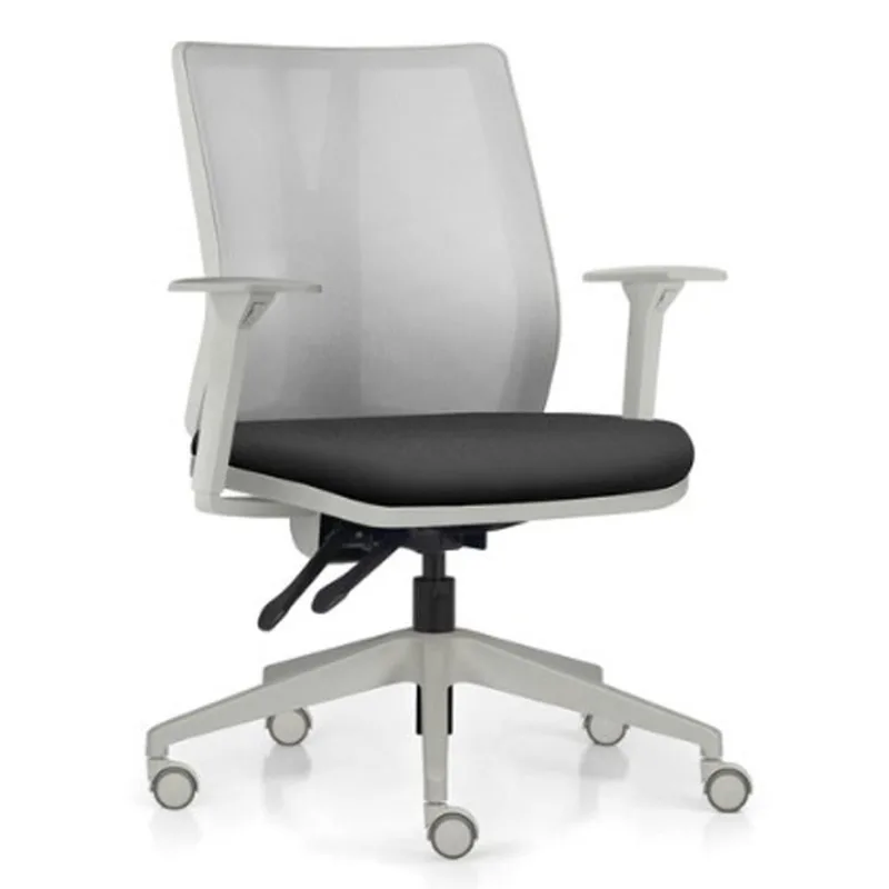 Cadeira de Escritório Giratória Diretor Flow F02 Base Cinza Sintético Preto - Lyam Decor