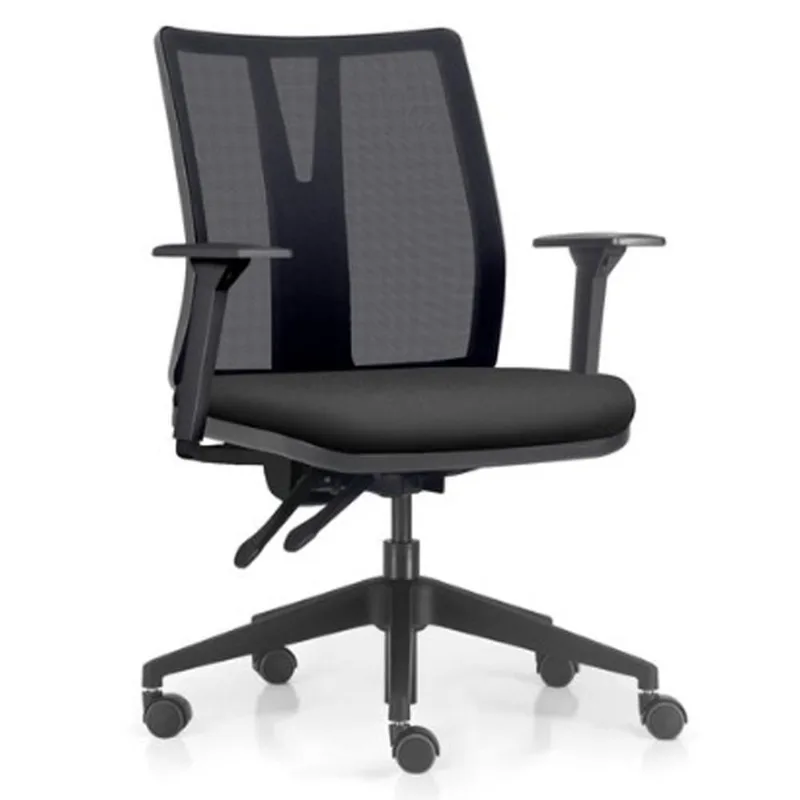 Cadeira de Escritório Giratória Diretor Flow F02 Base Preta Sintético Preto - Lyam Decor