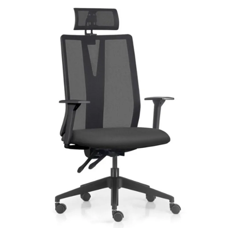 Cadeira Escritório Giratória Presidente Flow F02 Base Preta Sintético Preto - Lyam Decor