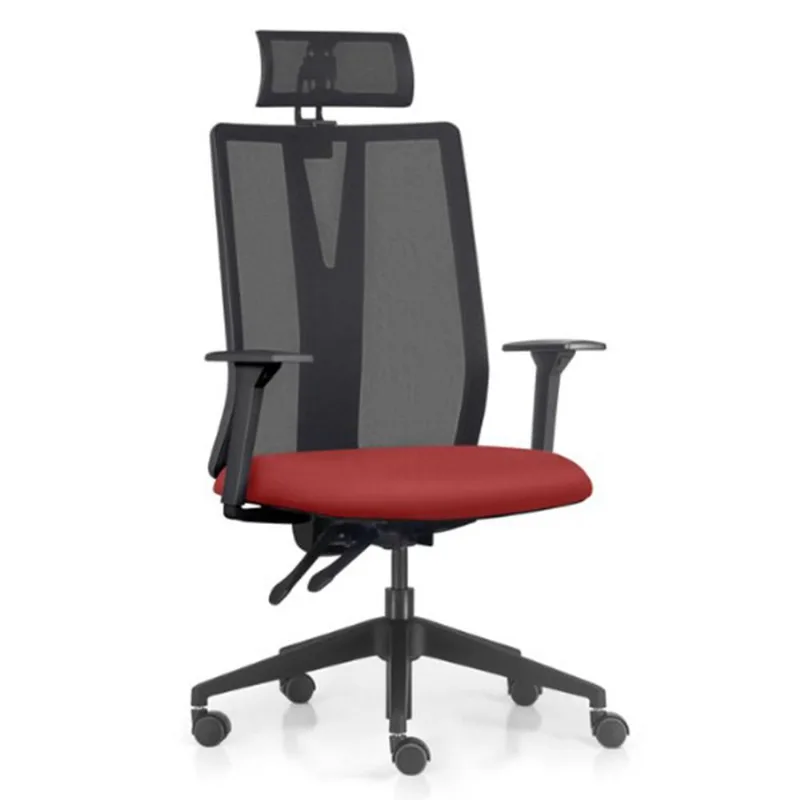 Cadeira Escritório Giratória Presidente Flow F02 Base Preta Sintético Vermelho - Lyam Decor