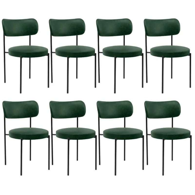 Kit 08 Cadeiras Estofadas Para Sala De Jantar Louise L02 Couríssimo Verde - Lyam Decor - Lyam Decor
