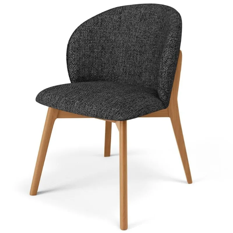 Cadeira De Jantar E Estar Living Estofada Mia L02 Linho Chumbo - Lyam Decor