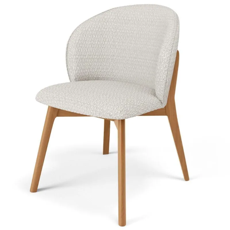 Cadeira De Jantar E Estar Living Estofada Mia L02 Bouclê Cru - Lyam Decor - Lyam Decor