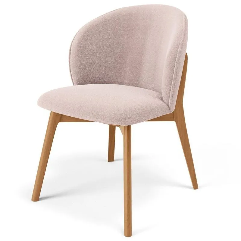 Cadeira De Jantar E Estar Living Estofada Mia L02 Bouclê Rosê - Lyam Decor