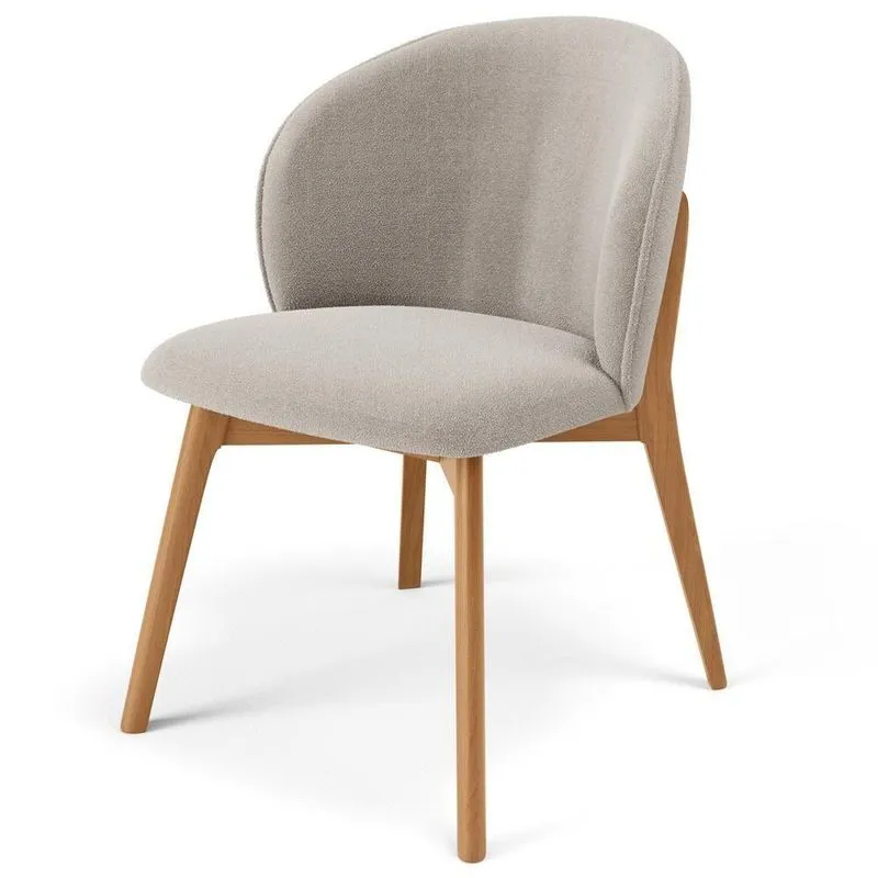 Cadeira De Jantar E Estar Living Estofada Mia L02 Bouclê Creme - Lyam Decor