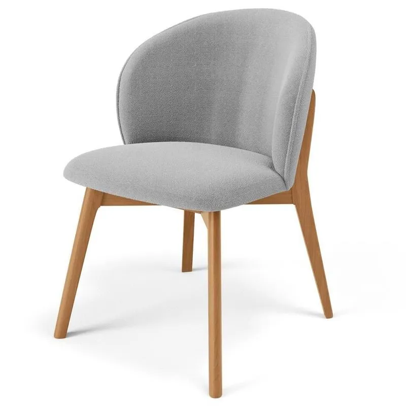 Cadeira De Jantar E Estar Living Estofada Mia L02 Bouclê Cinza - Lyam Decor