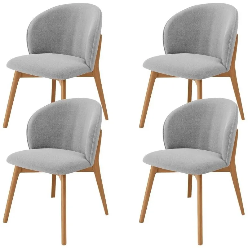Kit 04 Cadeiras de Jantar e Estar Living Estofada Mia L02 Bouclê Cinza - Lyam Decor