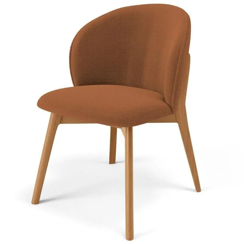 Cadeira De Jantar E Estar Living Estofada Mia L02 Bouclê Terracota - Lyam Decor
