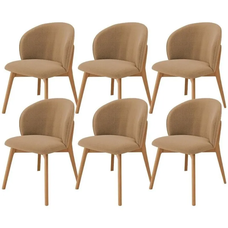 Kit 06 Cadeiras De Jantar E Estar Living Estofada Mia L02 Bouclê Mostarda - Lyam Decor