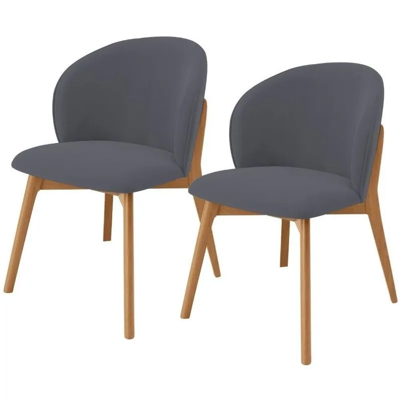 Kit 02 Cadeiras De Jantar E Estar Living Estofada Mia L02 Suede Cinza - Lyam Decor