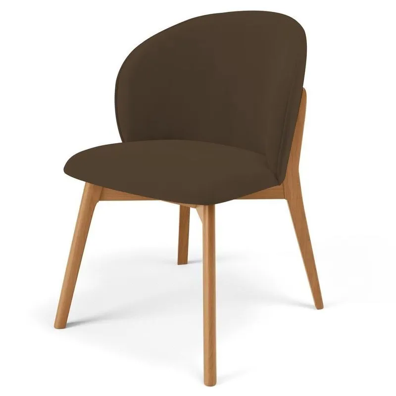 Cadeira De Jantar E Estar Living Estofada Mia L02 Suede Marrom - Lyam Decor