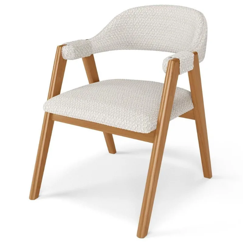 Cadeira De Jantar E Estar Living Estofada Nadja L02 Bouclê Cru - Lyam Decor