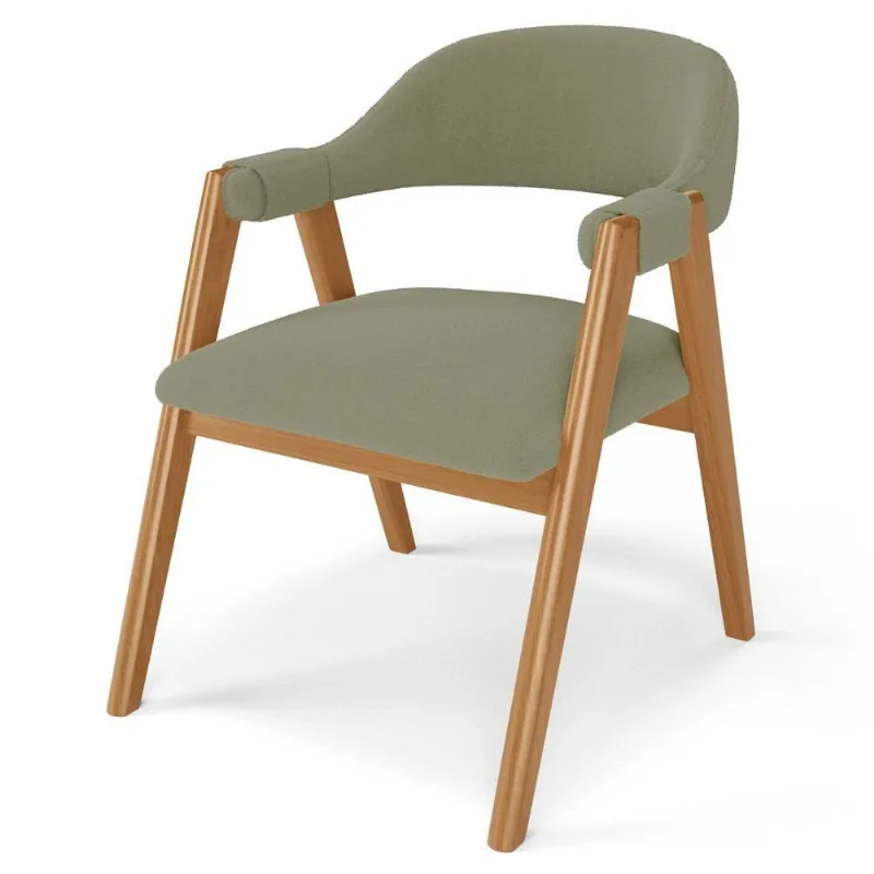 Cadeira De Jantar E Estar Living Estofada Nadja L02 Bouclê Oliva - Lyam Decor