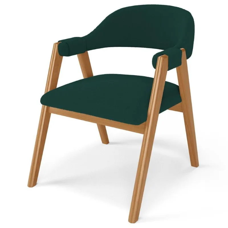 Cadeira De Jantar E Estar Living Estofada Nadja L02 Bouclê Verde - Lyam Decor
