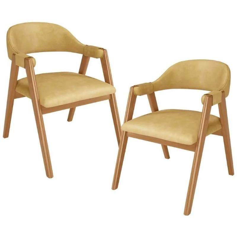 Kit 02 Cadeiras De Jantar E Estar Living Estofada Nadja L02 Couríssimo Fendi - Lyam Decor