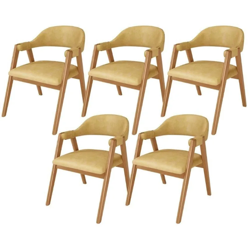Kit 05 Cadeiras De Jantar E Estar Living Estofada Nadja L02 Couríssimo Fendi - Lyam Decor