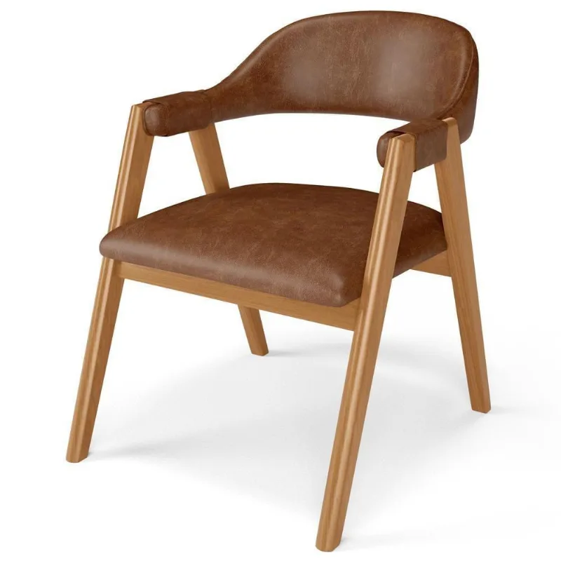 Cadeira De Jantar E Estar Living Estofada Nadja L02 Couríssimo Marrom - Lyam Decor