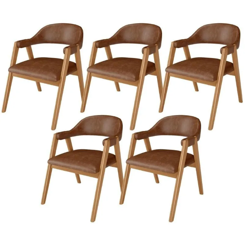 Kit 05 Cadeiras De Jantar E Estar Living Estofada Nadja L02 Couríssimo Marrom - Lyam Decor