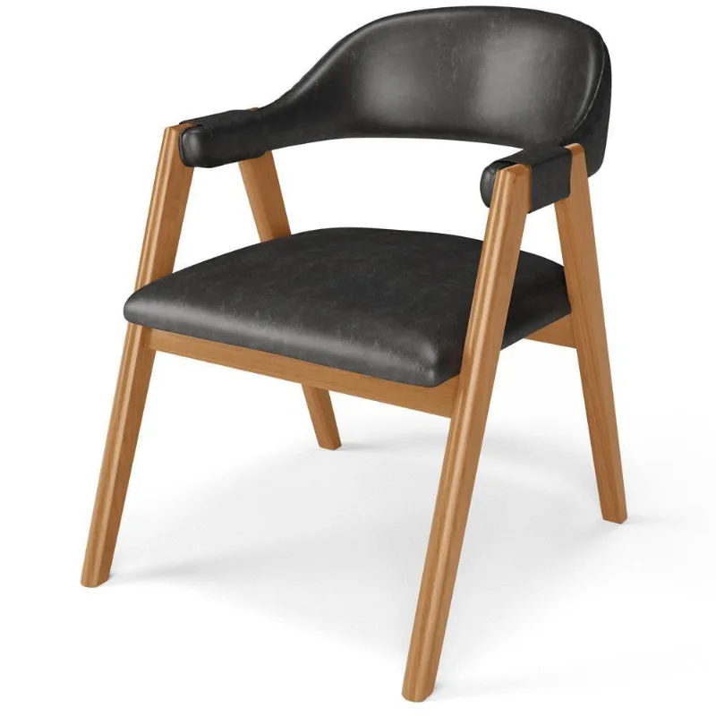 Cadeira De Jantar E Estar Living Estofada Nadja L02 Couríssimo Preto - Lyam Decor - Lyam Decor