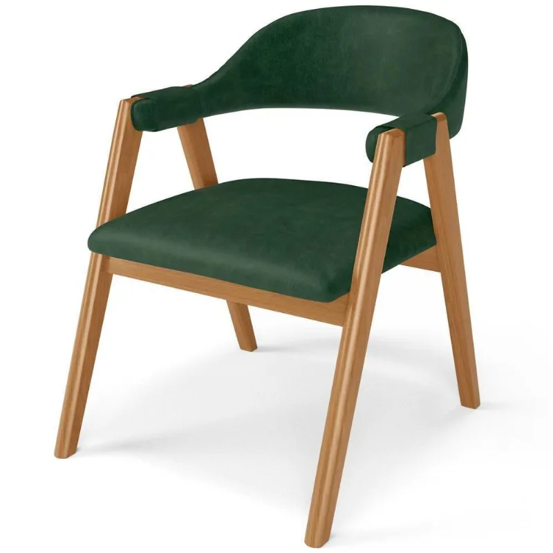 Cadeira De Jantar E Estar Living Estofada Nadja L02 Couríssimo Verde Musgo - Lyam Decor - Lyam Decor