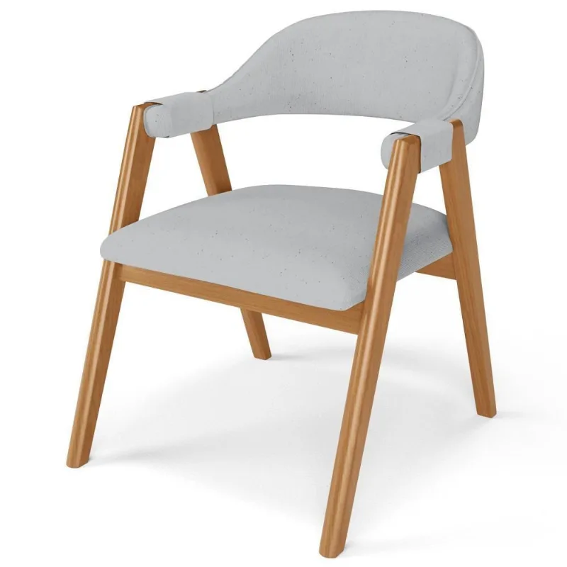 Cadeira De Jantar E Estar Living Estofada Nadja L02 Linho Cinza - Lyam Decor - Lyam Decor