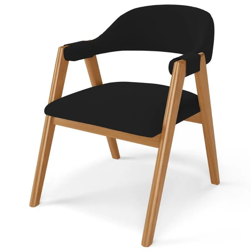 Cadeira De Jantar E Estar Living Estofada Nadja L02 Suede Preto - Lyam Decor - Lyam Decor