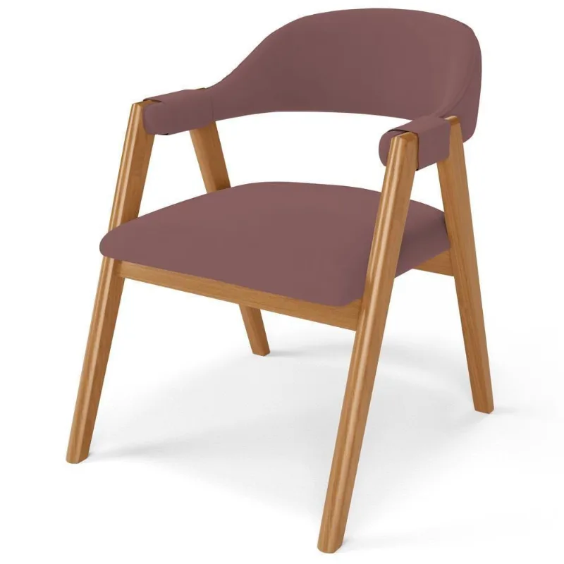 Cadeira De Jantar E Estar Living Estofada Nadja L02 Suede Rosê - Lyam Decor - Lyam Decor