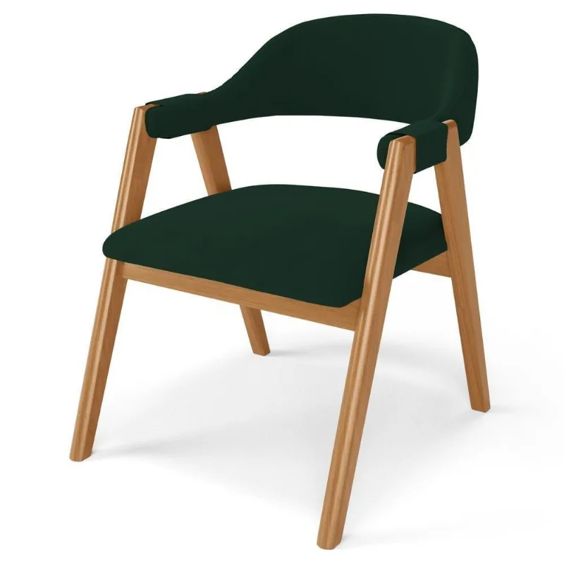 Cadeira De Jantar E Estar Living Estofada Nadja L02 Suede Verde Musgo - Lyam Decor - Lyam Decor