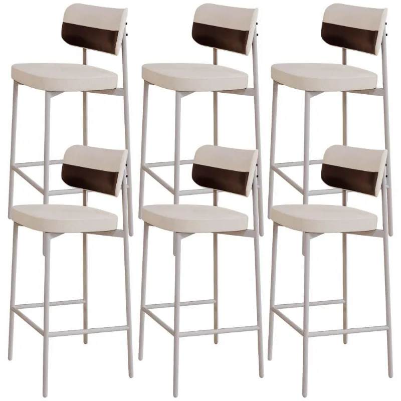 Kit 06 Banquetas Alta Bar Cozinha Sala De Jantar Aço Branco Kaira C01 Linho Palha Courino Café - Lyam Decor