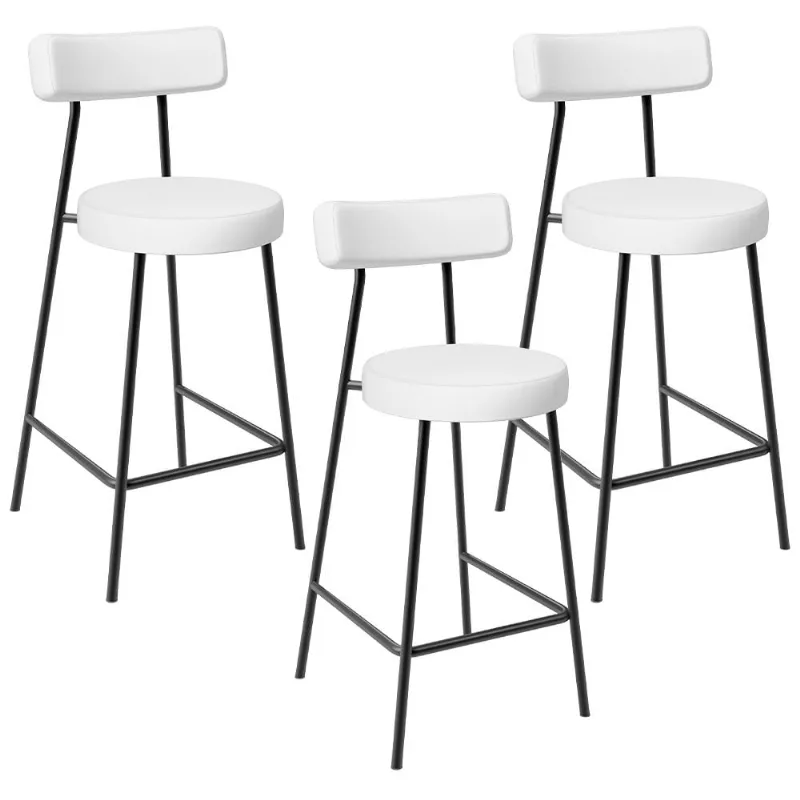 Kit 03 Banquetas Baixas Para Cozinha Sala De Jantar Bar Bancada Milão L02 Facto Branco - Lyam Decor