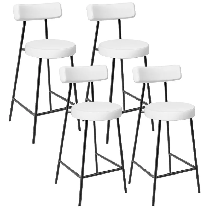 Kit 04 Banquetas Baixas Para Cozinha Sala De Jantar Bar Bancada Milão L02 Facto Branco - Lyam Decor