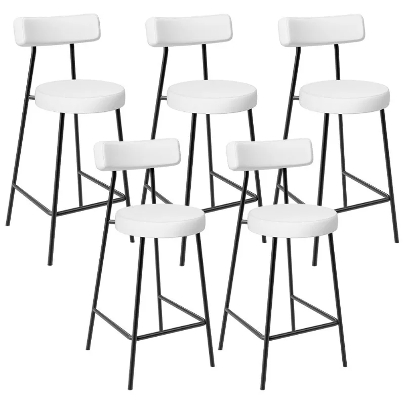 Kit 05 Banquetas Baixas Para Cozinha Sala De Jantar Bar Bancada Milão L02 Facto Branco - Lyam Decor