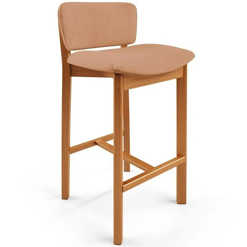 Banqueta Alta Para Cozinha Sala De Jantar Bar Dara L02 Linho Rosê - Lyam Decor