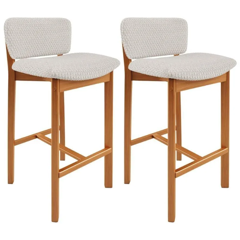 Kit 02 Banquetas Alta Para Cozinha Sala De Jantar Bar Dara L02 Bouclê Cru - Lyam Decor - Lyam Decor