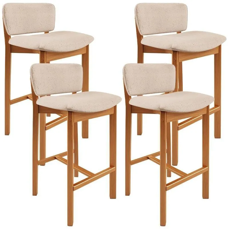 Kit 04 Banquetas Alta Para Cozinha Sala De Jantar Bar Dara L02 Linho Bege - Lyam Decor